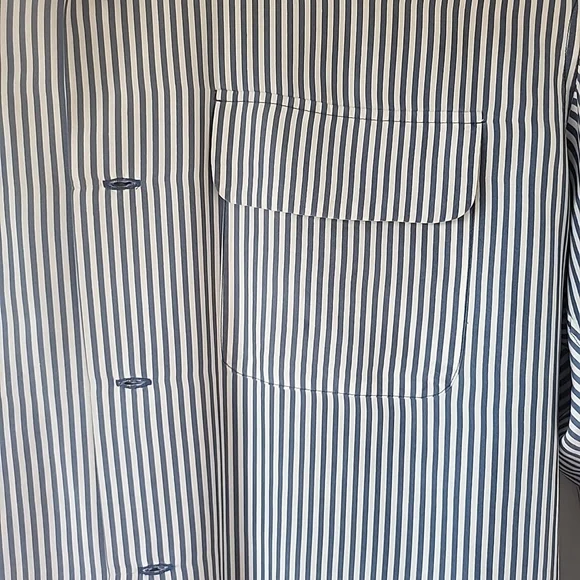 Ted Lapidus 100% Silk Long Sleeve Collared Shirt Button Down Blue Stripes - Picture 7 of 10